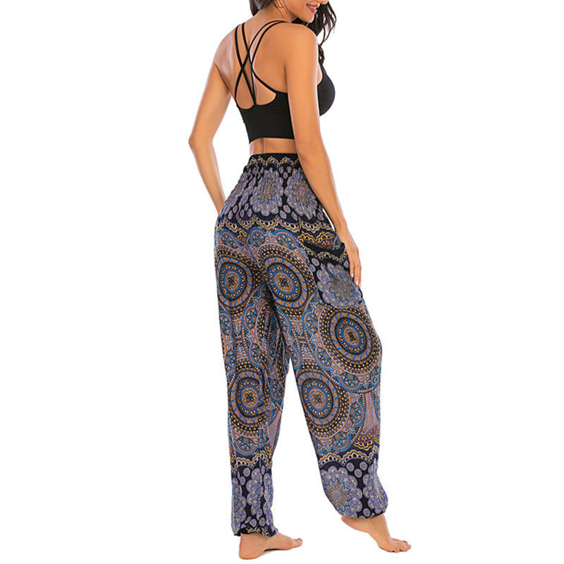 Nimara Ritual Boho Loose Round Geometric Pattern Harem Trousers Women's Yoga Pants