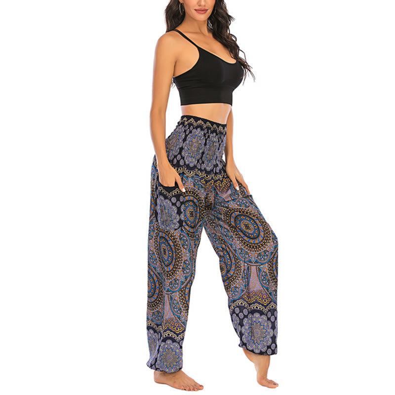 Nimara Ritual Boho Loose Round Geometric Pattern Harem Trousers Women's Yoga Pants