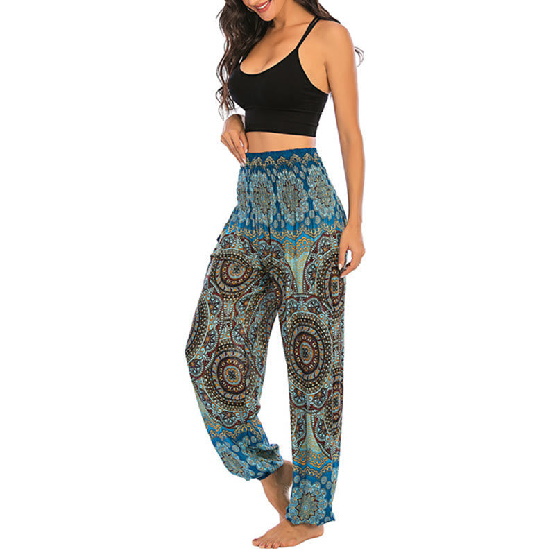 Nimara Ritual Boho Loose Round Geometric Pattern Harem Trousers Women's Yoga Pants