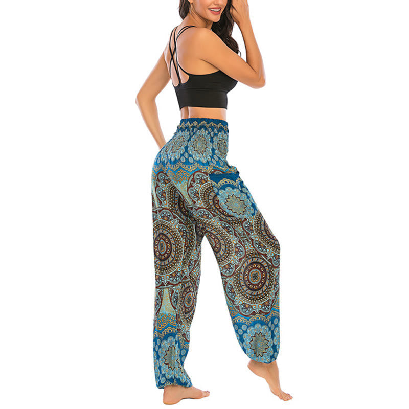 Nimara Ritual Boho Loose Round Geometric Pattern Harem Trousers Women's Yoga Pants
