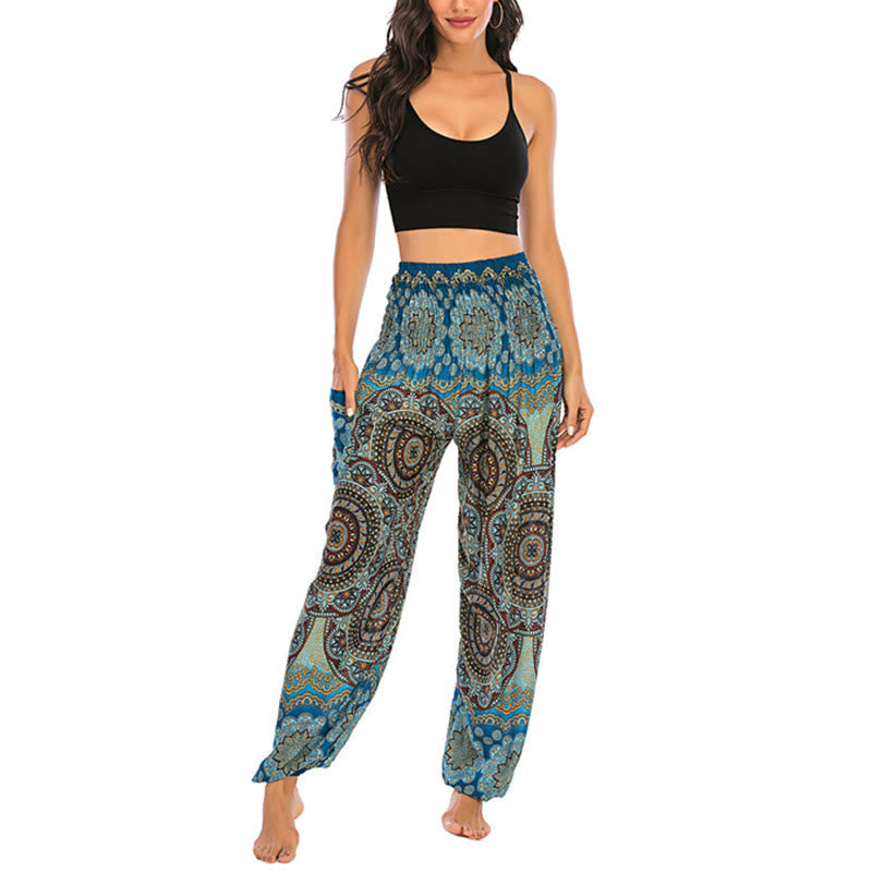 Nimara Ritual Boho Loose Round Geometric Pattern Harem Trousers Women's Yoga Pants