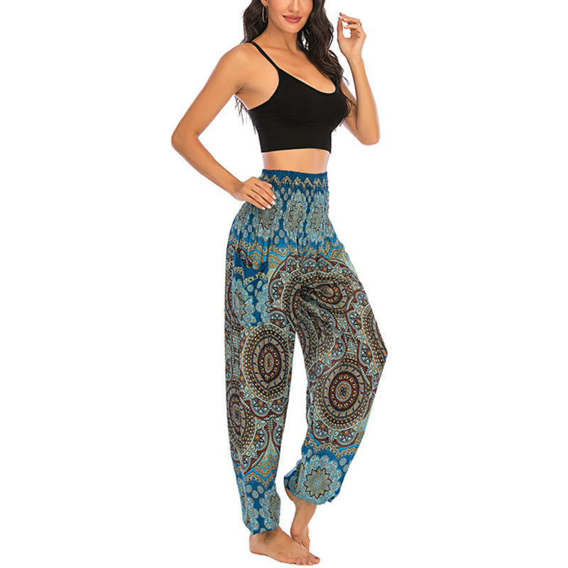 Nimara Ritual Boho Loose Round Geometric Pattern Harem Trousers Women's Yoga Pants