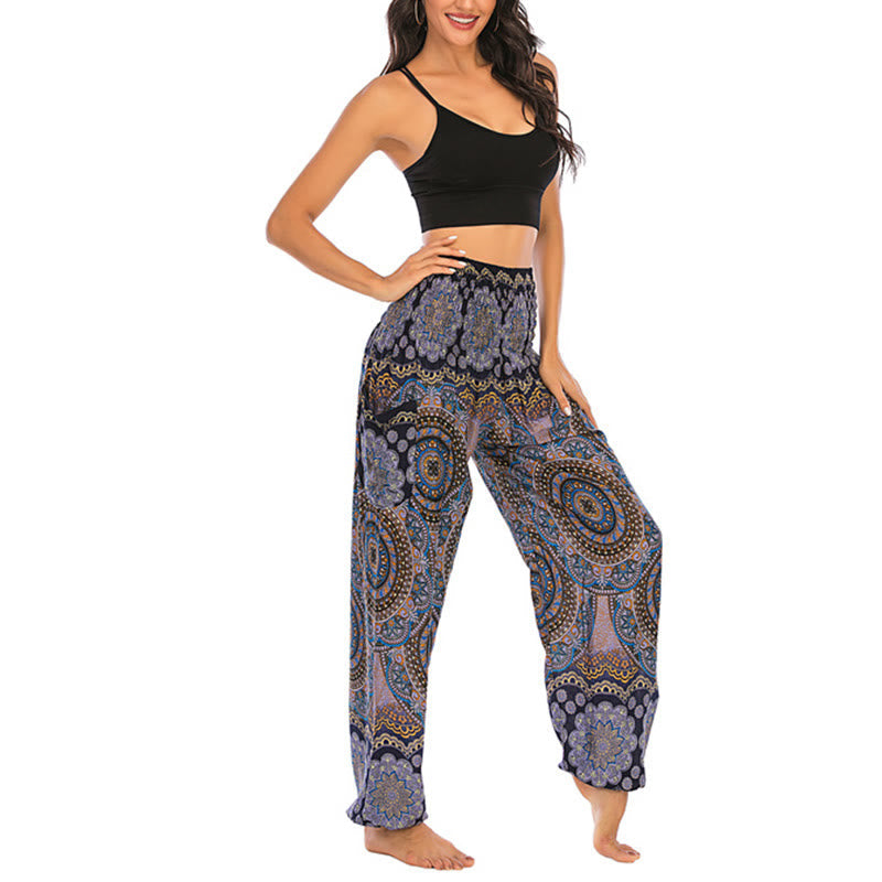 Nimara Ritual Boho Loose Round Geometric Pattern Harem Trousers Women's Yoga Pants