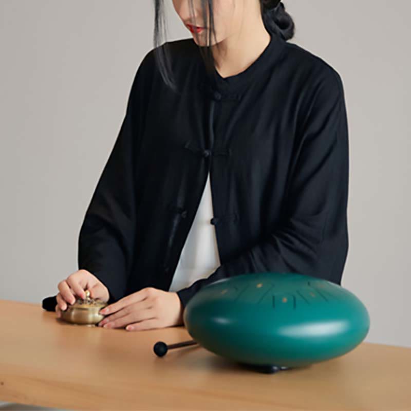 Nimara Ritual Plain Frog-Button Design Shirt Zen Tai Chi Meditation Top Clothing Cotton Linen Jacket