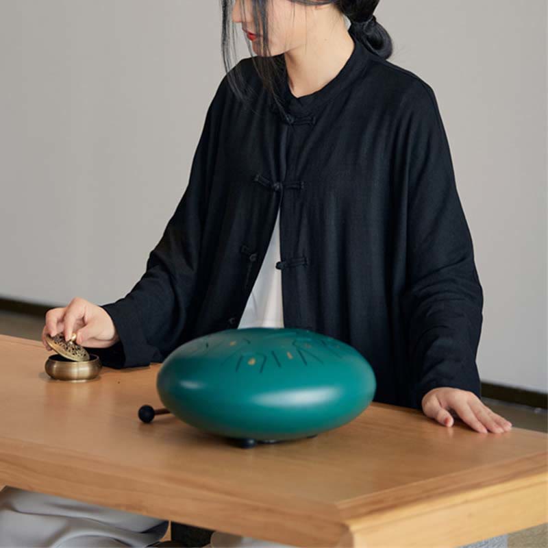 Nimara Ritual Plain Frog-Button Design Shirt Zen Tai Chi Meditation Top Clothing Cotton Linen Jacket