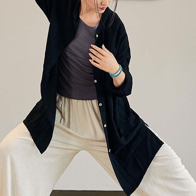 Nimara Ritual Plain Long Sleeve Coat Jacket Top Wide Leg Pants Zen Tai Chi Yoga Meditation Clothing