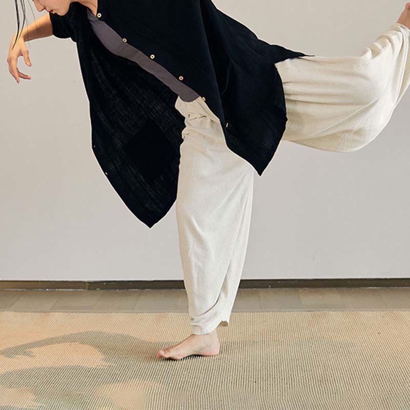 Nimara Ritual Plain Long Sleeve Coat Jacket Top Wide Leg Pants Zen Tai Chi Yoga Meditation Clothing