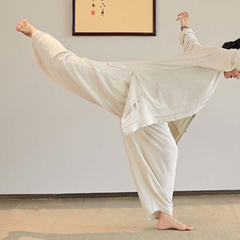 Nimara Ritual Plain Long Sleeve Coat Jacket Top Wide Leg Pants Zen Tai Chi Yoga Meditation Clothing