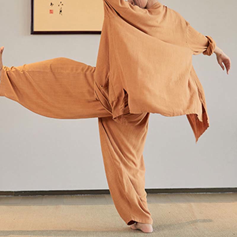 Nimara Ritual Plain Long Sleeve Coat Jacket Top Wide Leg Pants Zen Tai Chi Yoga Meditation Clothing