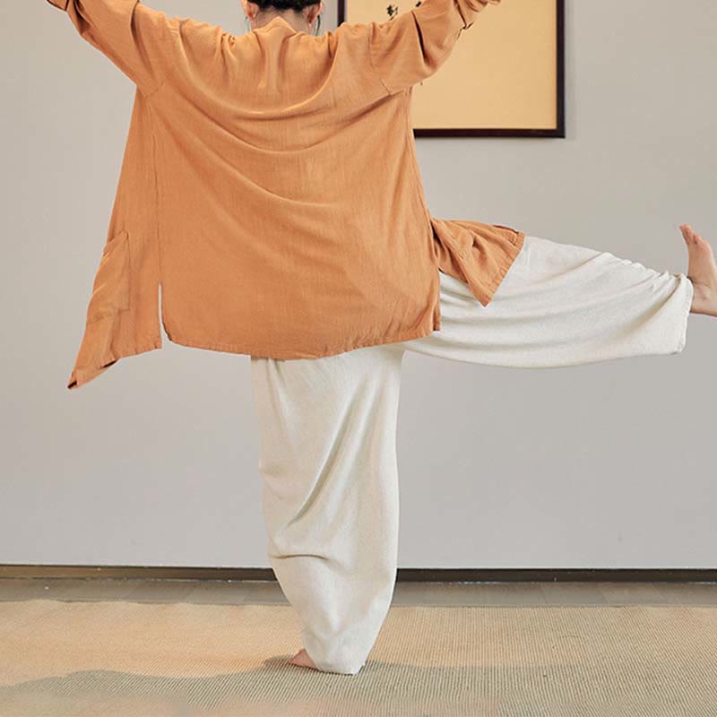 Nimara Ritual Plain Long Sleeve Coat Jacket Top Wide Leg Pants Zen Tai Chi Yoga Meditation Clothing