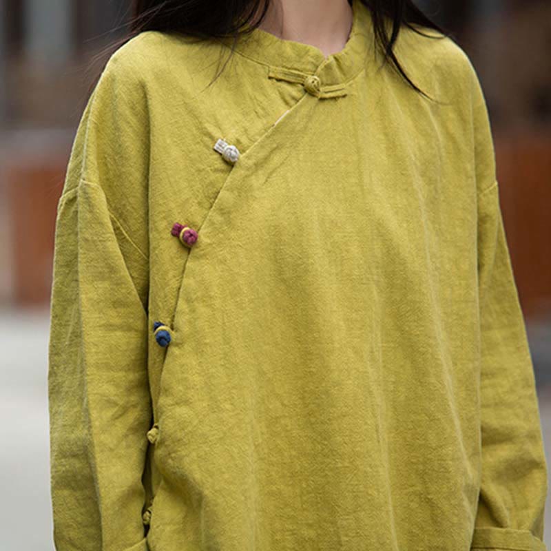 Nimara Ritual Ramie Linen Blouse Women Shirt Top Chinese Hanfu Style Clothing