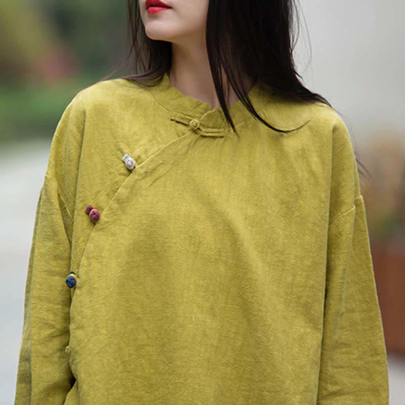 Nimara Ritual Ramie Linen Blouse Women Shirt Top Chinese Hanfu Style Clothing