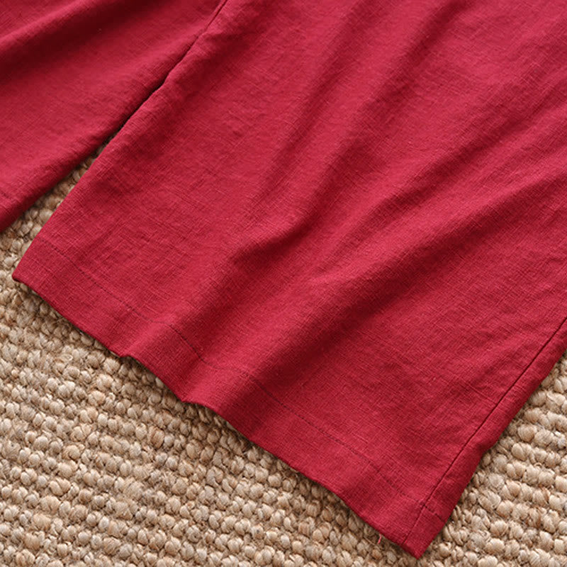Nimara Ritual Loose Cotton Linen Drawstring Wide Leg Pants With Pockets