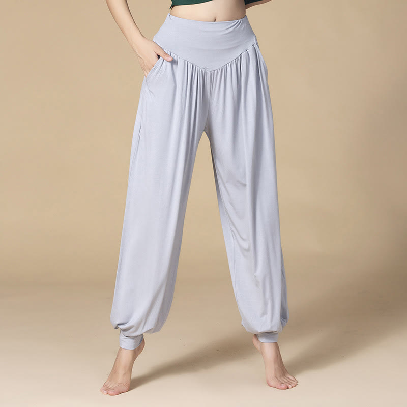 Nimara Ritual Solid Color Modal Yoga Dance High Waist Harem Pants With Pockets