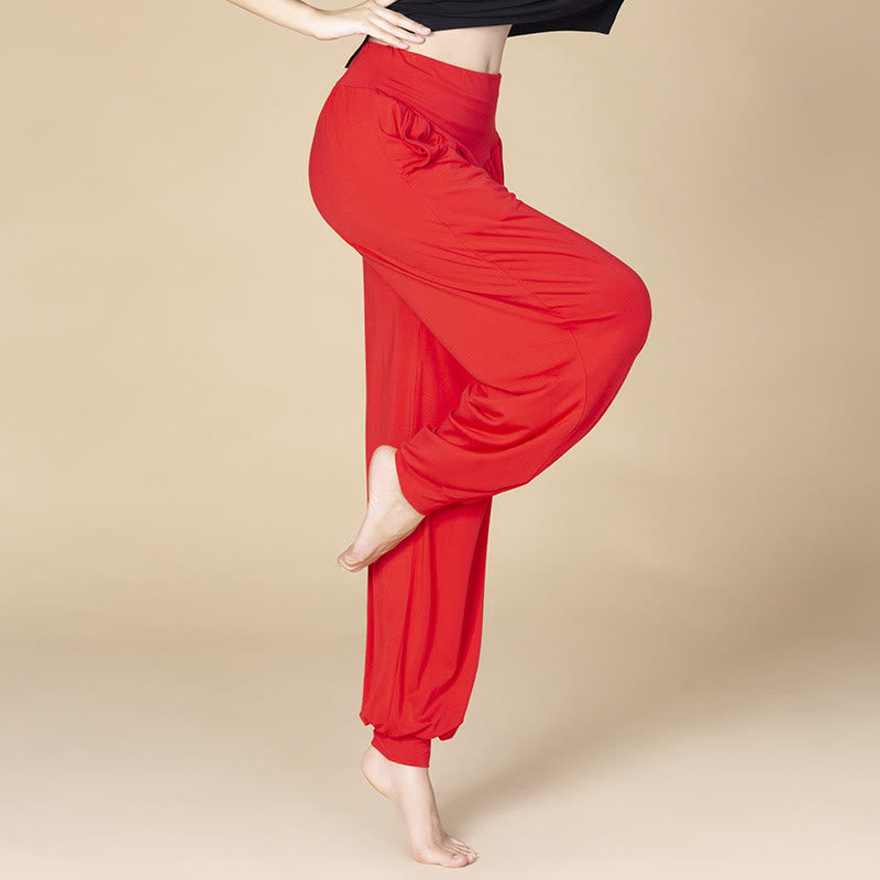 Nimara Ritual Solid Color Modal Yoga Dance High Waist Harem Pants With Pockets