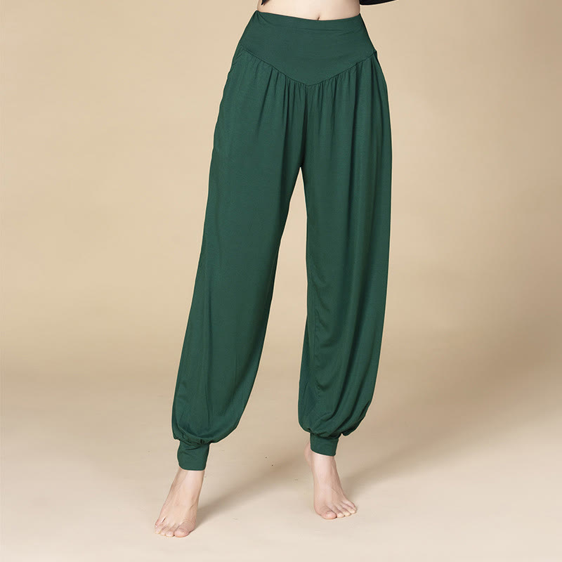 Nimara Ritual Solid Color Modal Yoga Dance High Waist Harem Pants With Pockets