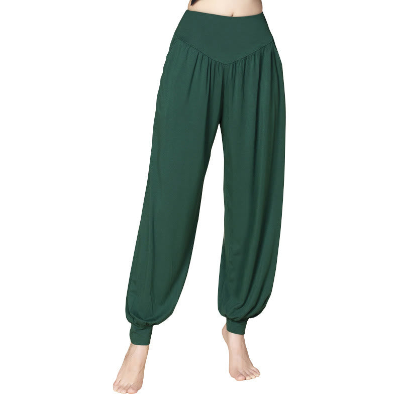 Nimara Ritual Solid Color Modal Yoga Dance High Waist Harem Pants With Pockets