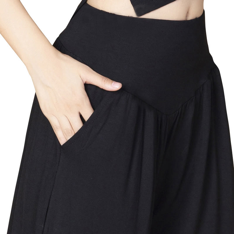 Nimara Ritual Solid Color Modal Yoga Dance High Waist Harem Pants With Pockets