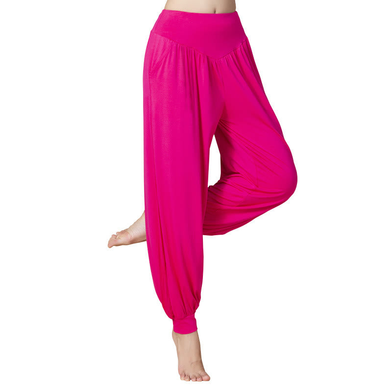 Nimara Ritual Solid Color Modal Yoga Dance High Waist Harem Pants With Pockets