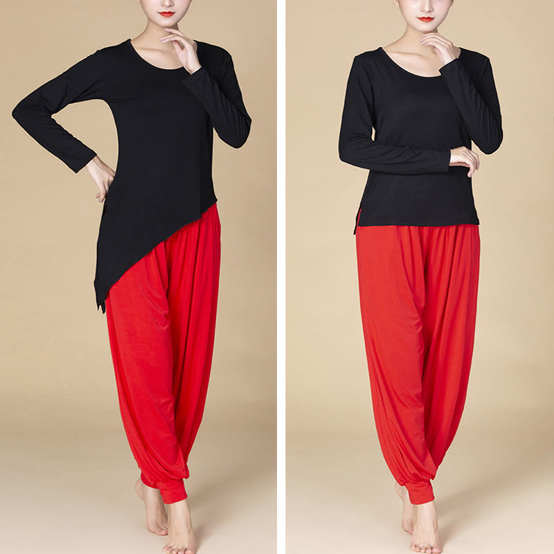 Nimara Ritual Solid Color Modal Yoga Dance High Waist Harem Pants With Pockets