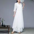Nimara Ritual Hanfu Style Midi Dress Wide Leg Pants Meditation Zen Practice Yoga Dance Clothing