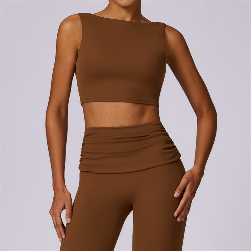 Nimara Ritual Sleeveless Backless Strap Tank Top Bra Flared Pants Sports Fitness Yoga