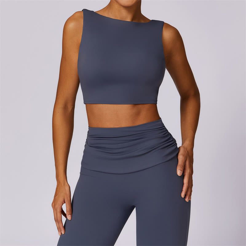 Nimara Ritual Sleeveless Backless Strap Tank Top Bra Flared Pants Sports Fitness Yoga