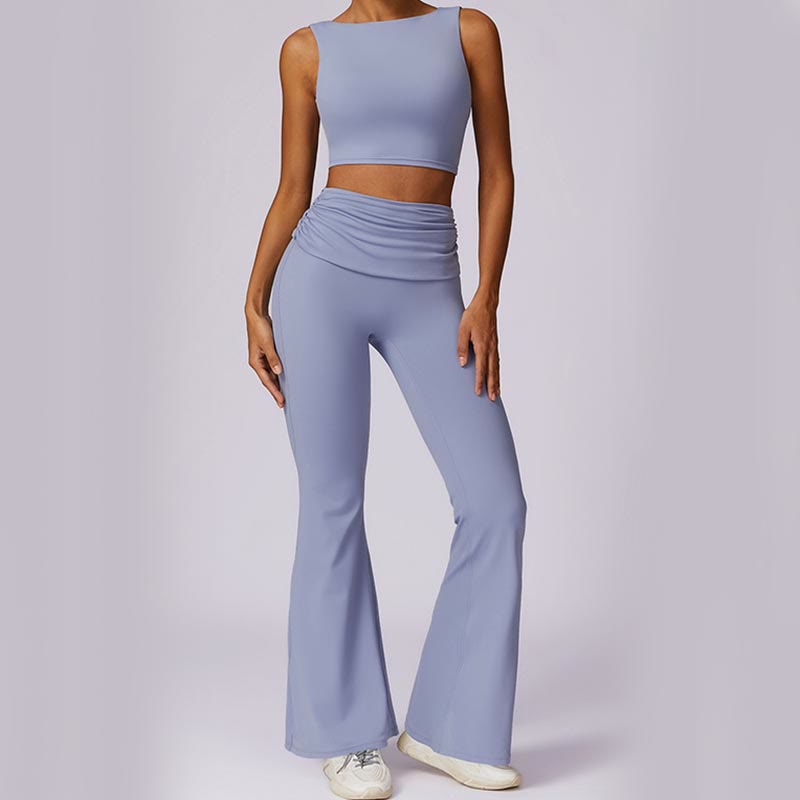 Nimara Ritual Sleeveless Backless Strap Tank Top Bra Flared Pants Sports Fitness Yoga