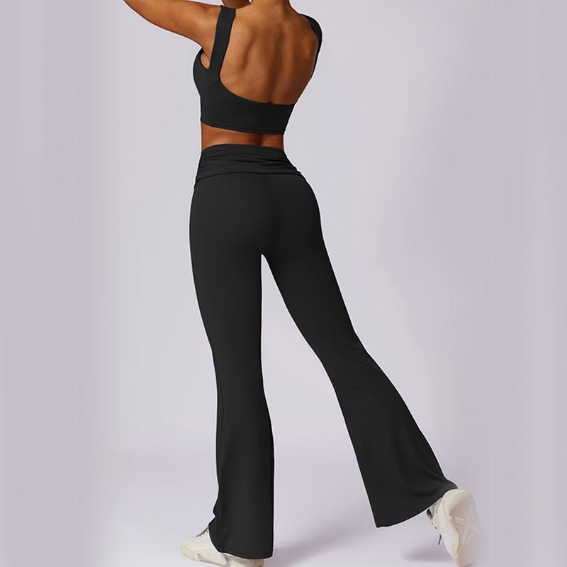 Nimara Ritual Sleeveless Backless Strap Tank Top Bra Flared Pants Sports Fitness Yoga