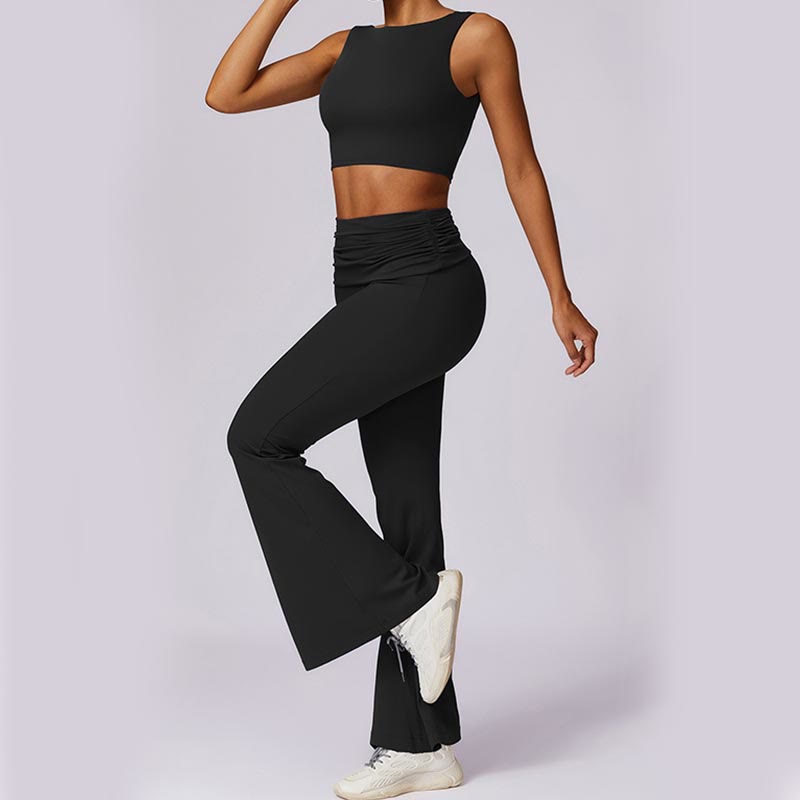 Nimara Ritual Sleeveless Backless Strap Tank Top Bra Flared Pants Sports Fitness Yoga