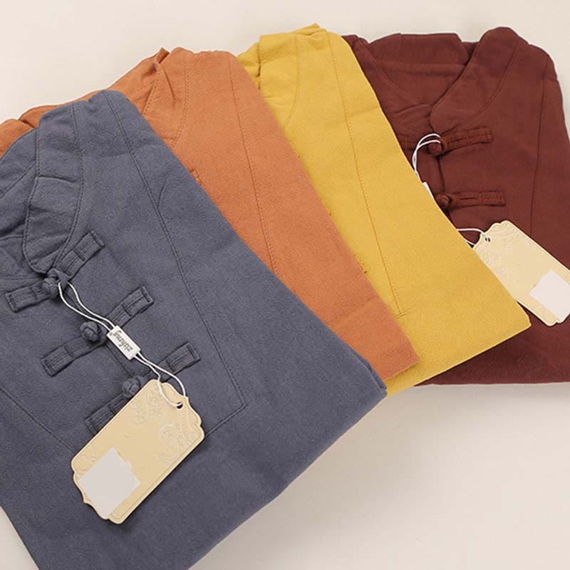 Nimara Ritual 2Pcs Women's Short Sleeve Shirt Top T-Shirt Pants Meditation Zen Tai Chi Cotton Linen Clothing Set