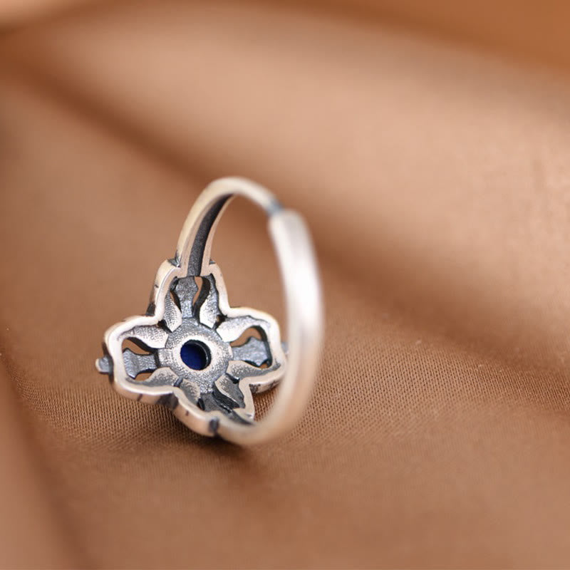 Nimara Ritual Tibet 925 Sterling Silver Natural Lazurite Positive Adjustable Ring