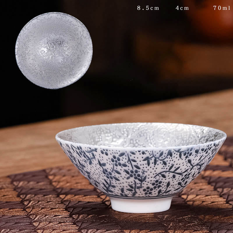 Nimara Ritual Tibet Pattern Fu Character Ceramic Teacup Kung Fu Tea Cups 55ml
