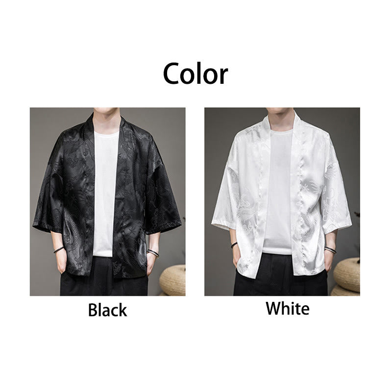 Nimara Ritual Chinese Dragon Open Front Jacket Men's Kimono