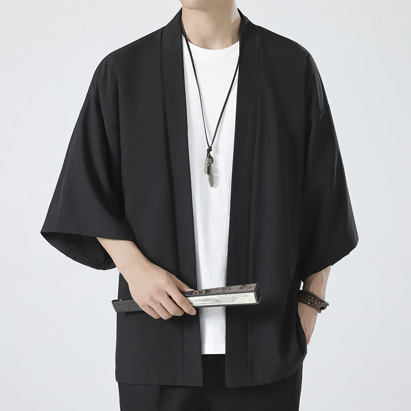 Nimara Ritual Solid Color Open Front Jacket Men's Kimono