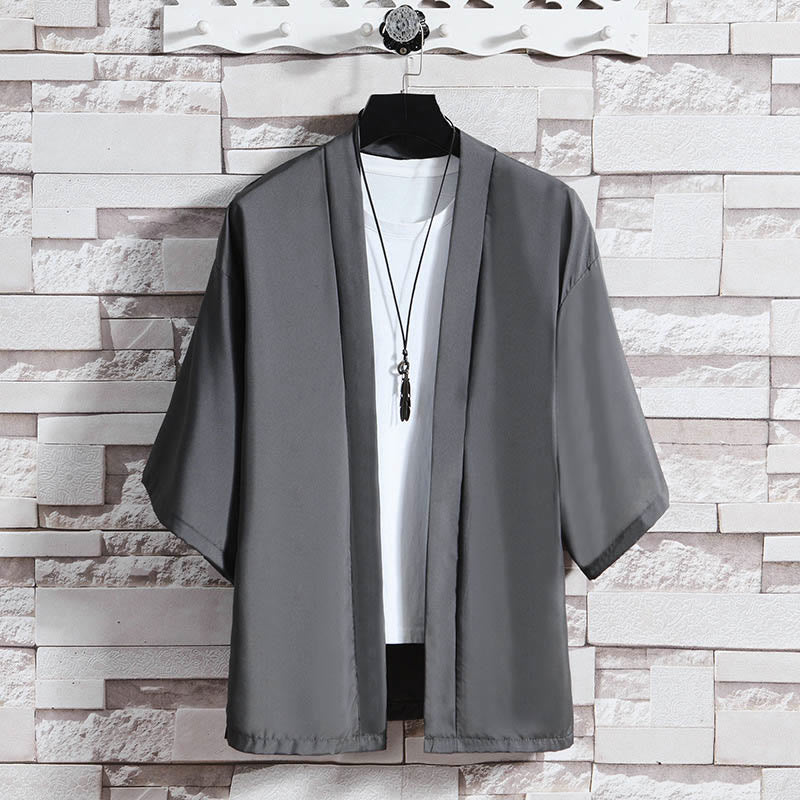 Nimara Ritual Solid Color Open Front Jacket Men's Kimono