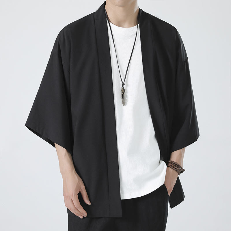 Nimara Ritual Solid Color Open Front Jacket Men's Kimono