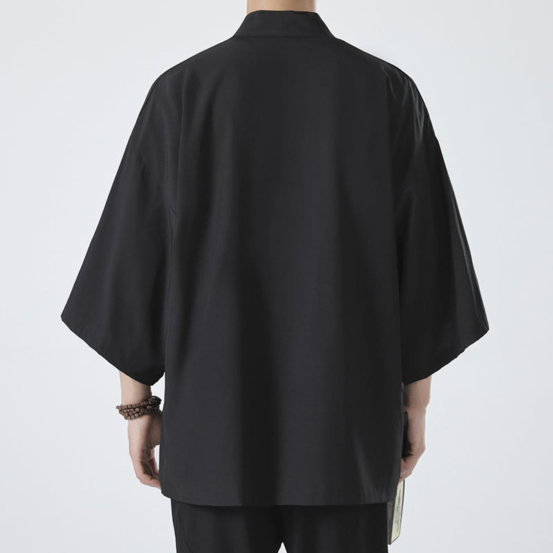 Nimara Ritual Solid Color Open Front Jacket Men's Kimono