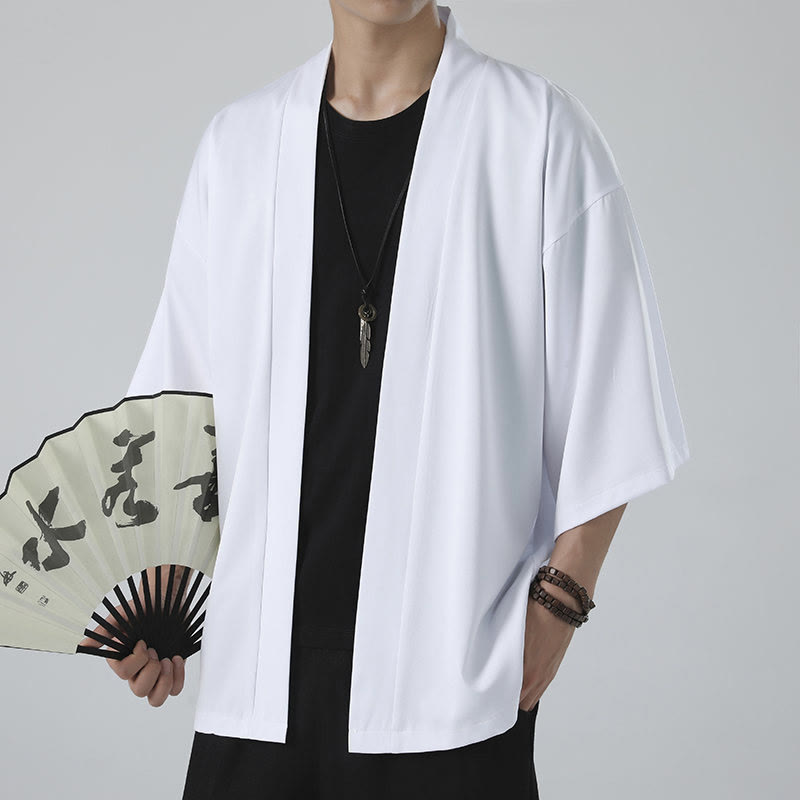 Nimara Ritual Solid Color Open Front Jacket Men's Kimono