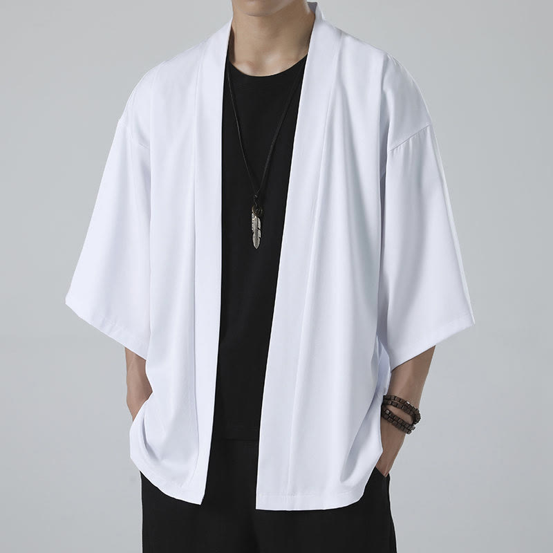 Nimara Ritual Solid Color Open Front Jacket Men's Kimono