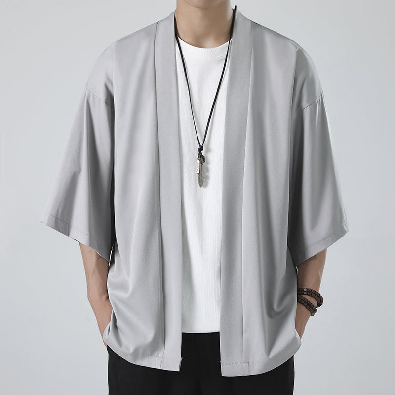 Nimara Ritual Solid Color Open Front Jacket Men's Kimono