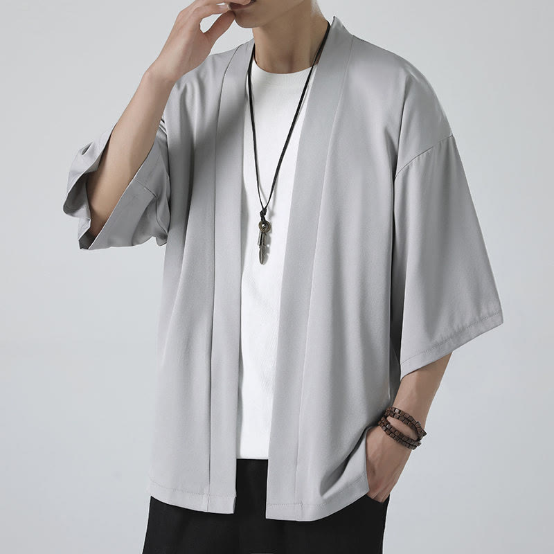 Nimara Ritual Solid Color Open Front Jacket Men's Kimono