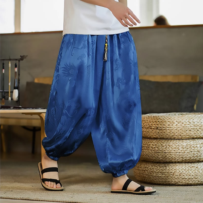 Nimara Ritual Dragon Pattern Loose Men's Harem Pants With Pockets