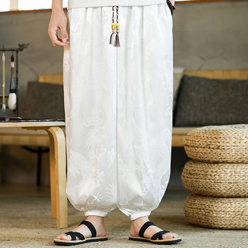 Nimara Ritual Dragon Pattern Loose Men's Harem Pants With Pockets