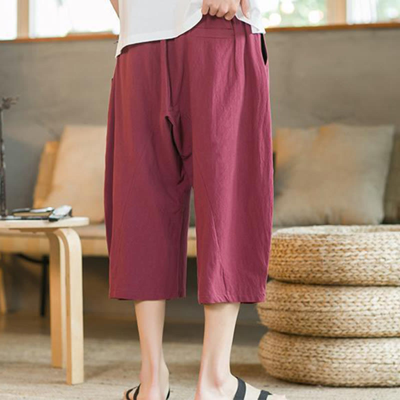 Nimara Ritual Solid Color Mid-length Men's Wide Leg Pants With Pockets