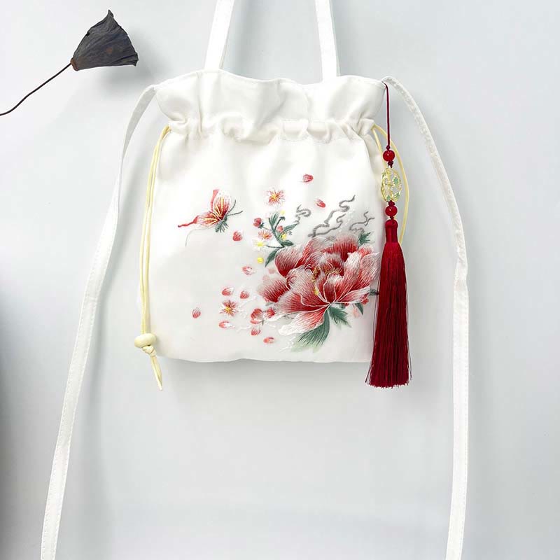Nimara Ritual Suzhou Embroidery Lotus Deer Epiphyllum Peony Rabbit Cotton Linen Tote Crossbody Bag Shoulder Bag Handbag