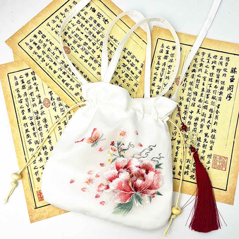 Nimara Ritual Suzhou Embroidery Lotus Deer Epiphyllum Peony Rabbit Cotton Linen Tote Crossbody Bag Shoulder Bag Handbag