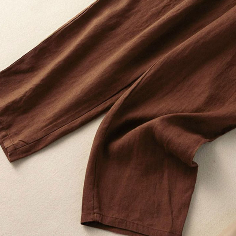 Nimara Ritual Vintage Embroidery Elastic Waist Capri Harem Pants With Pockets