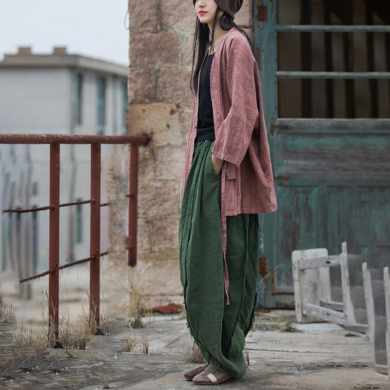 Nimara Ritual Tie Dye Lace-up Design Coat Zen Meditation Open Front Top Jacket