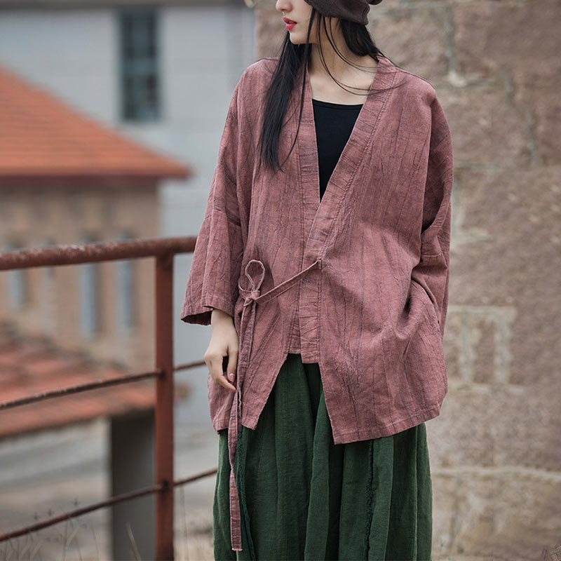 Nimara Ritual Tie Dye Lace-up Design Coat Zen Meditation Open Front Top Jacket